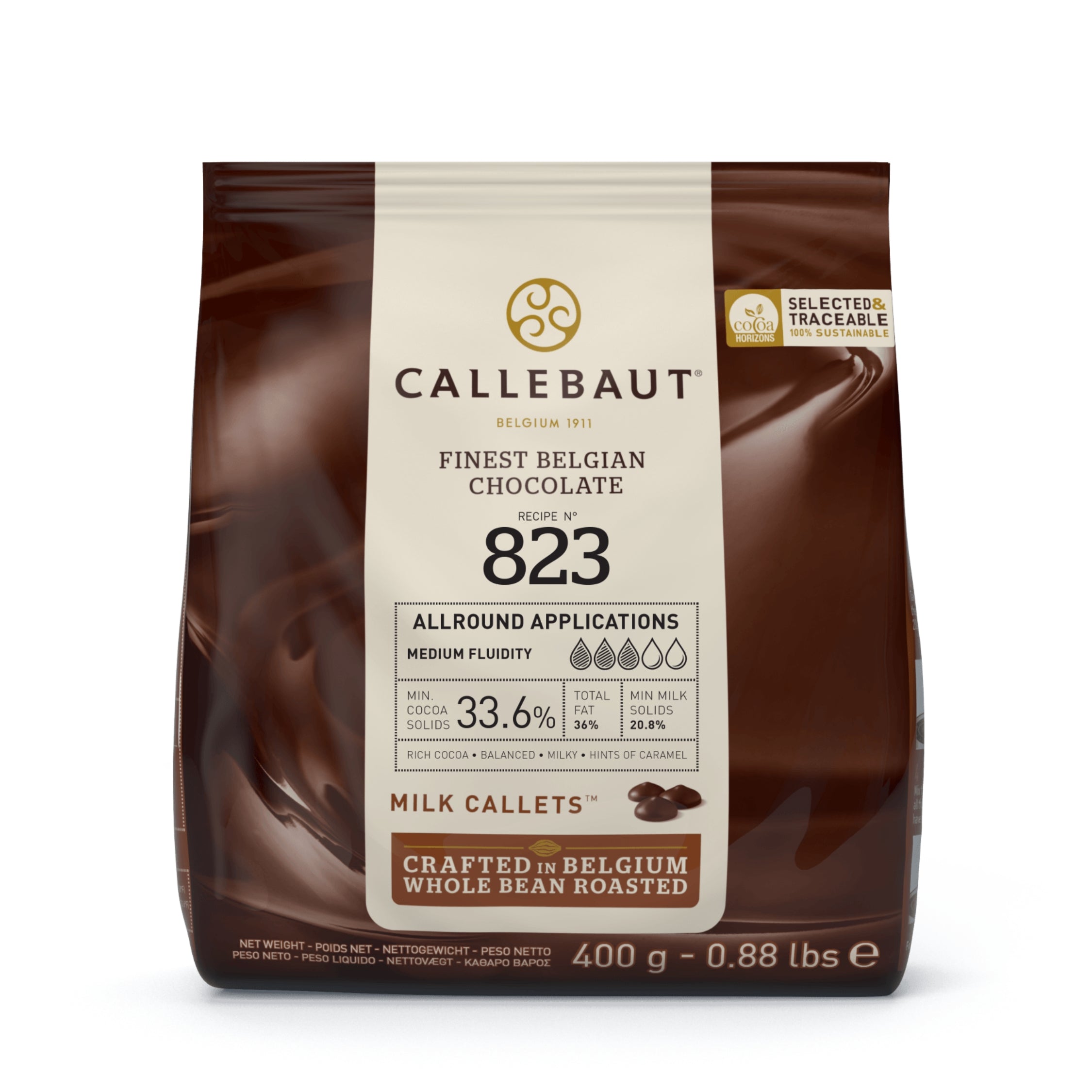 Callebaut Milk Chocolate 823 - Finest Belgian Chocolate - 400g