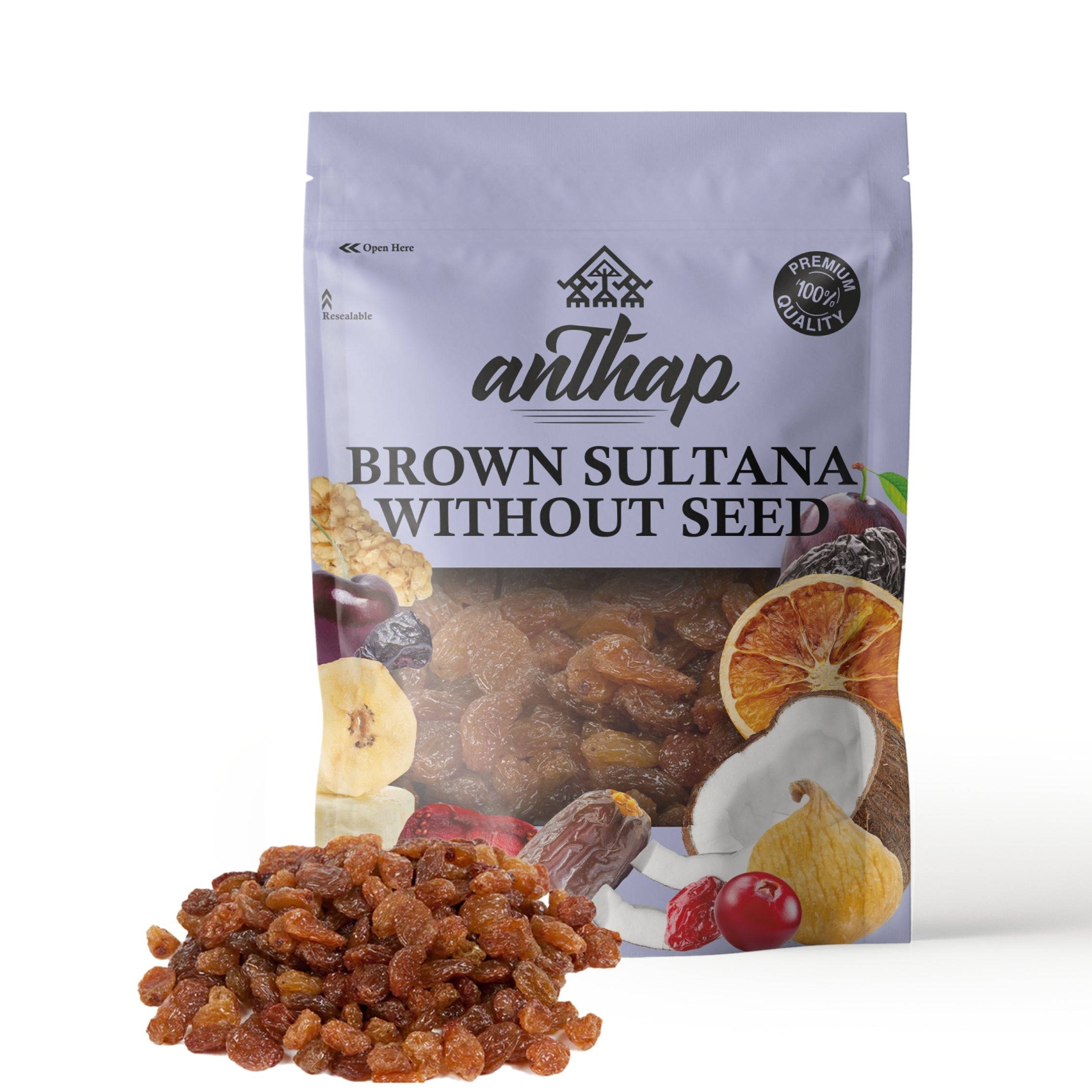 Anthap - Turkish Brown Sultana Dried Raisins Without Seed Unsulphured Sun Dried