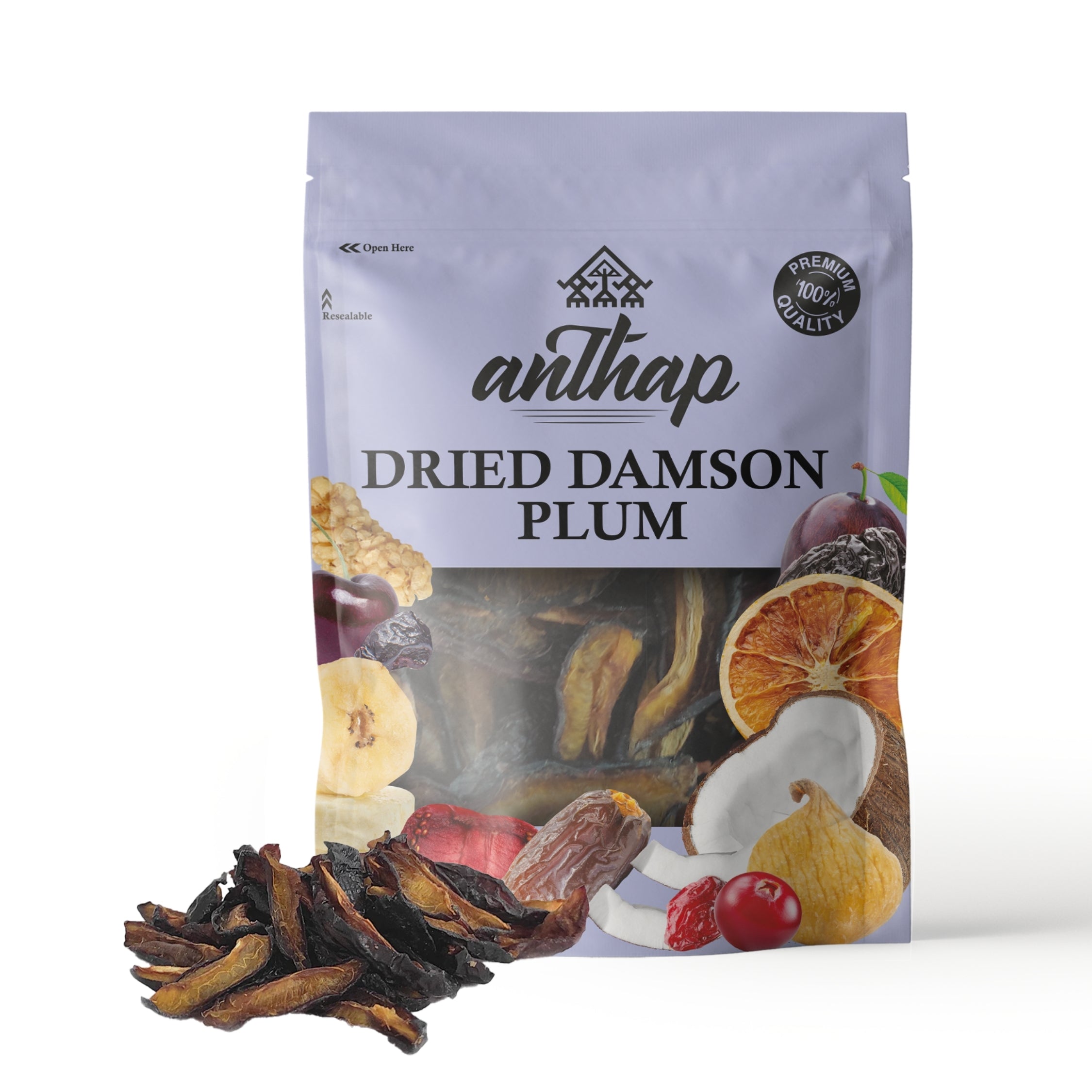 Anthap Natural Dried Damson Plum - No Sugar/Additives