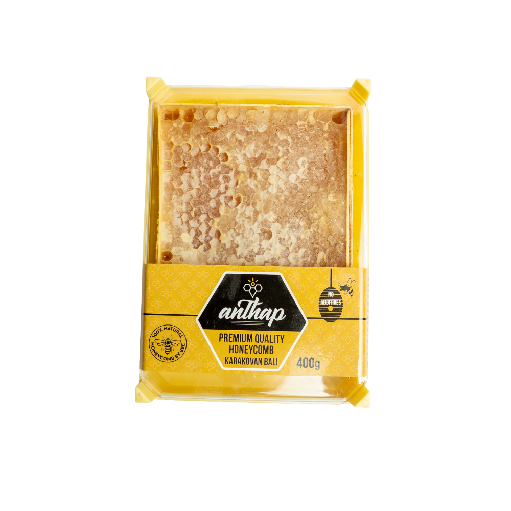 Packaged honeycomb with a visible brand logo on a white background