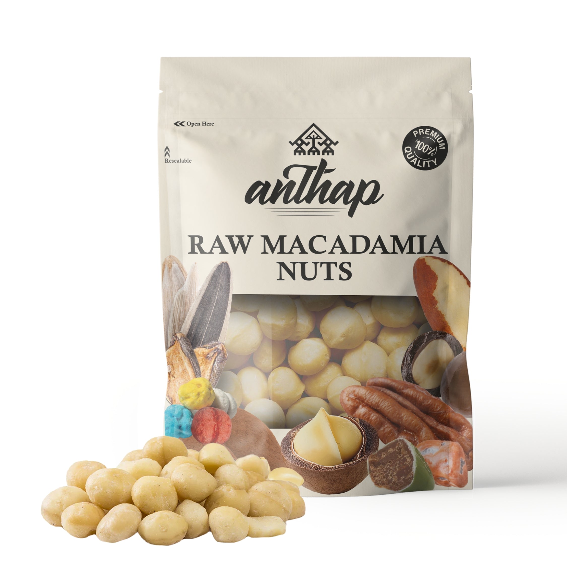 Anthap Raw Macadamia Nuts Kernel Wholes & Halves