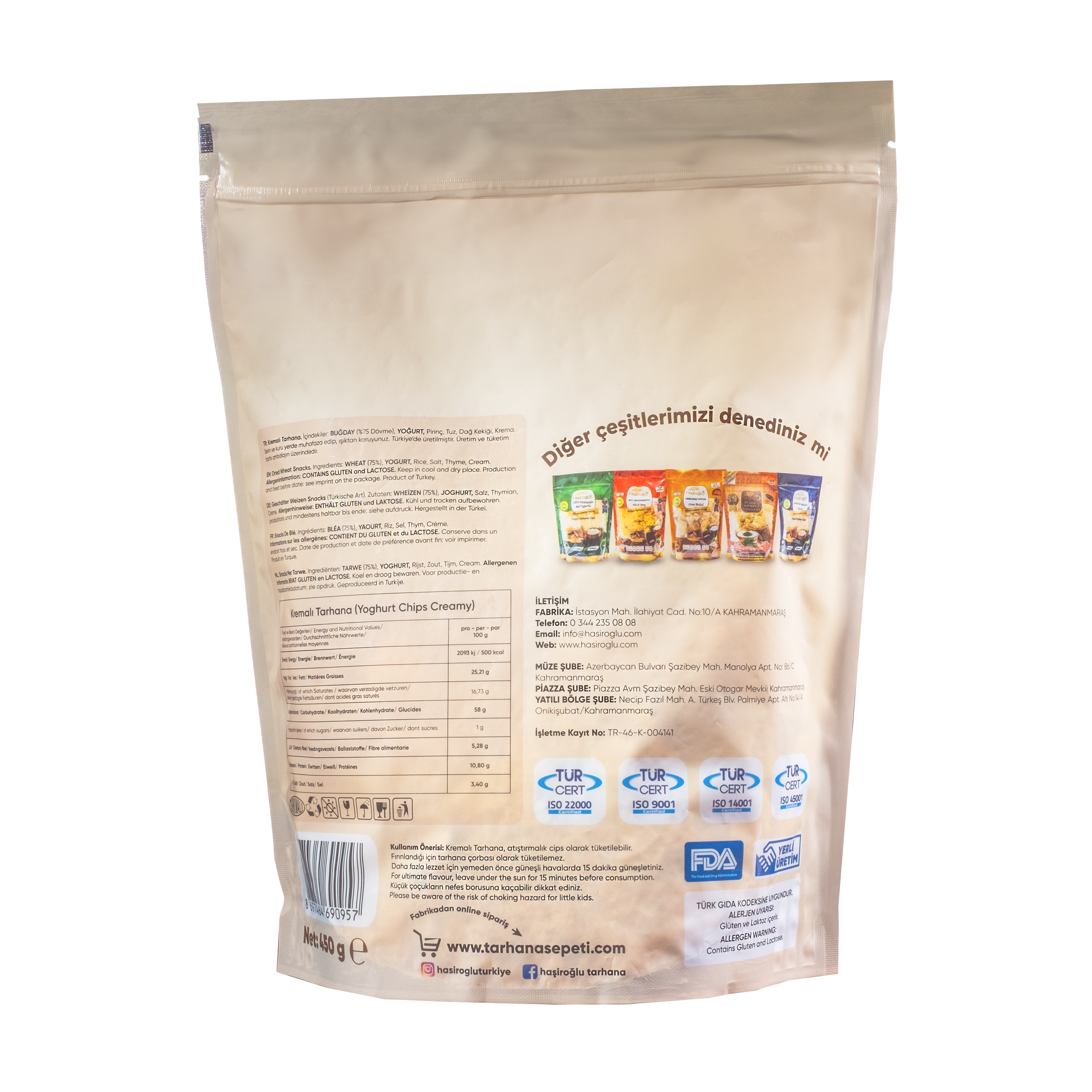 Hasiroglu Natural Extra Yogurt Baked Maras Tarhana Chips with Cream