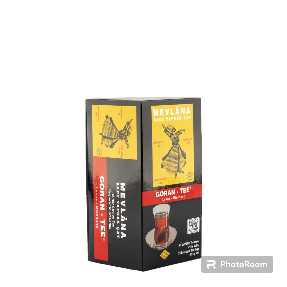 Mevlana Goran Ceylon 25 Tea Bags (Sade Yaprak Çay) %100 Genuine