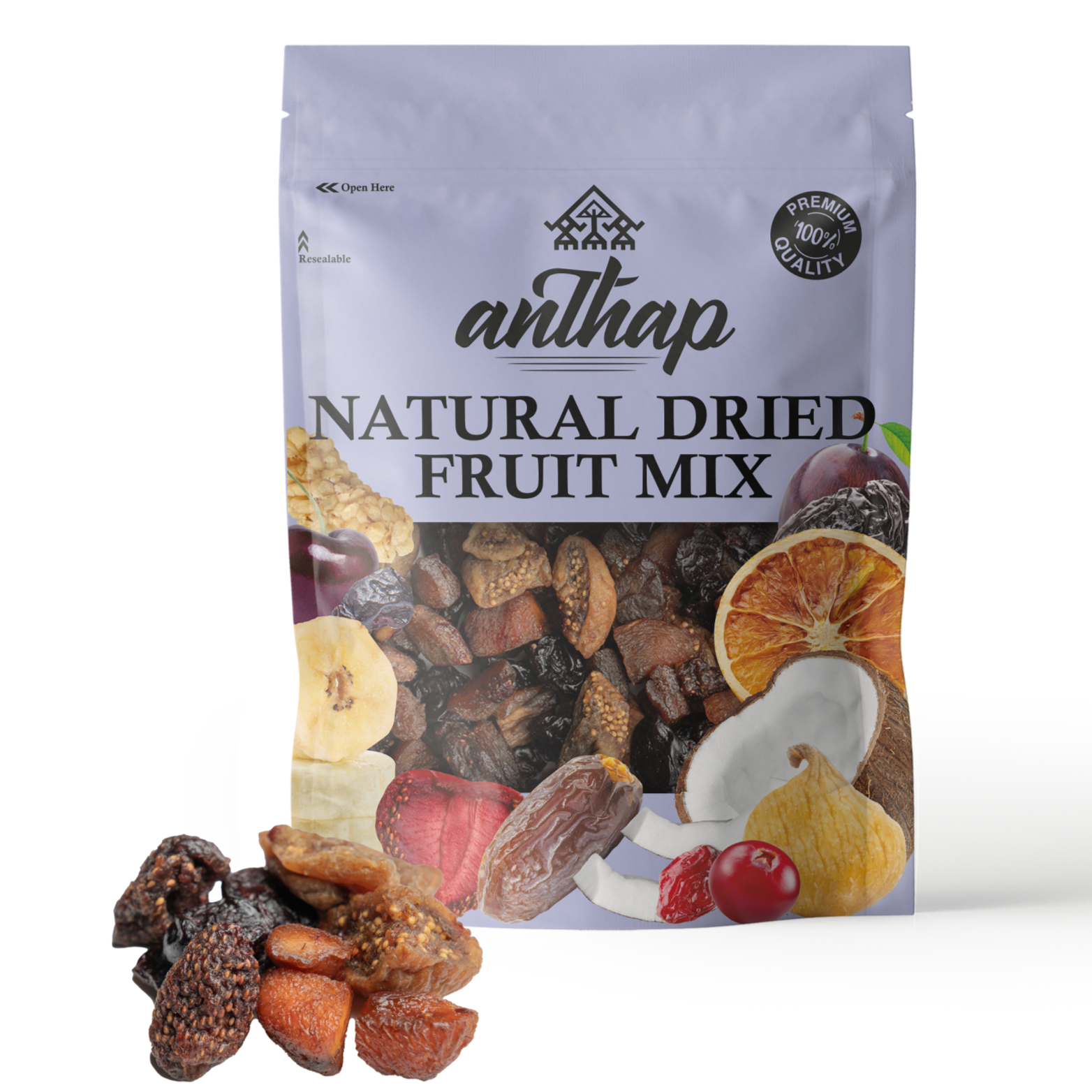 Anthap Natural Premium Dried Fruit Mix Apple Juice Infused - No Extra Sugar