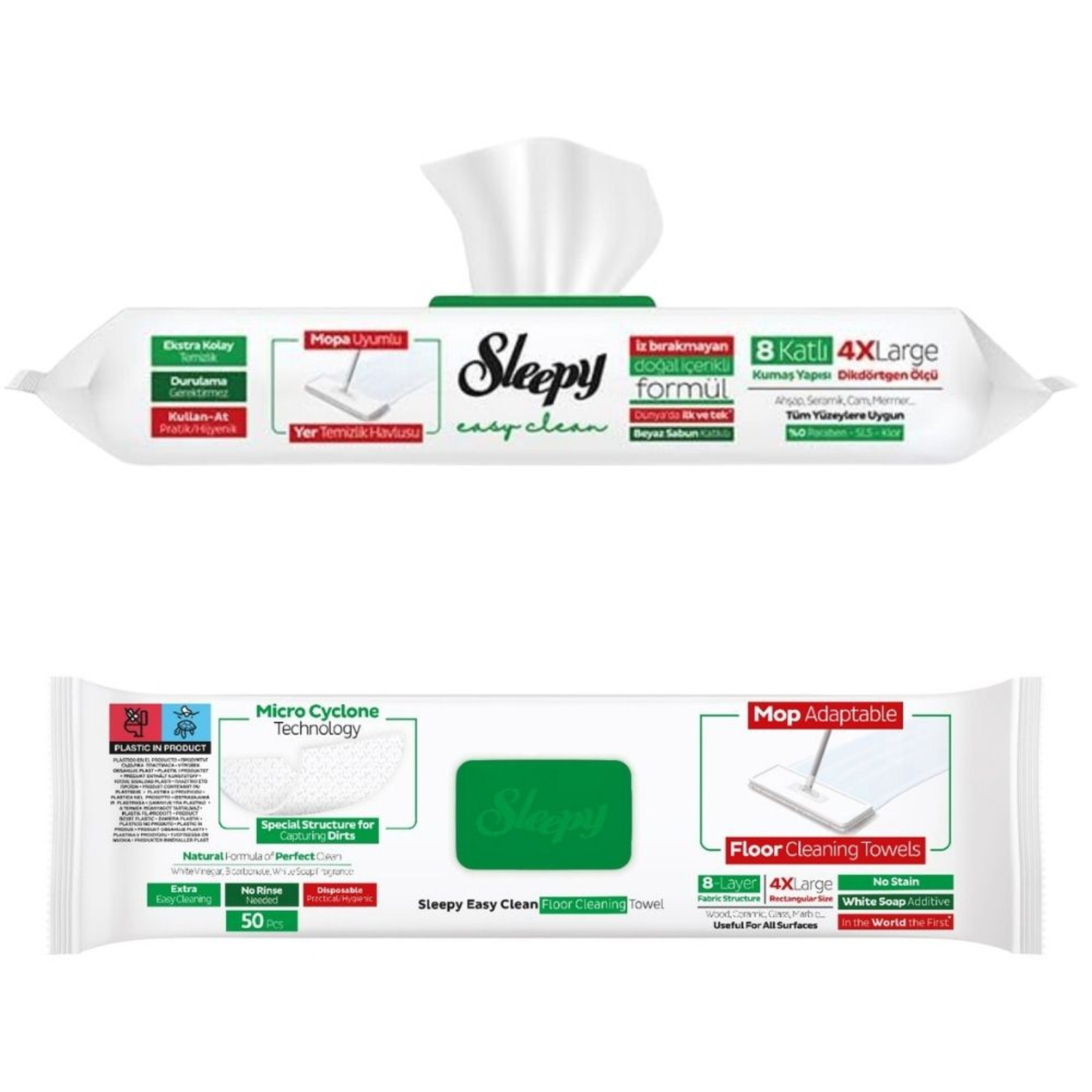 Sleepy - MOP Easy Clean White Soap Adaptable Floor Cleaning Towels