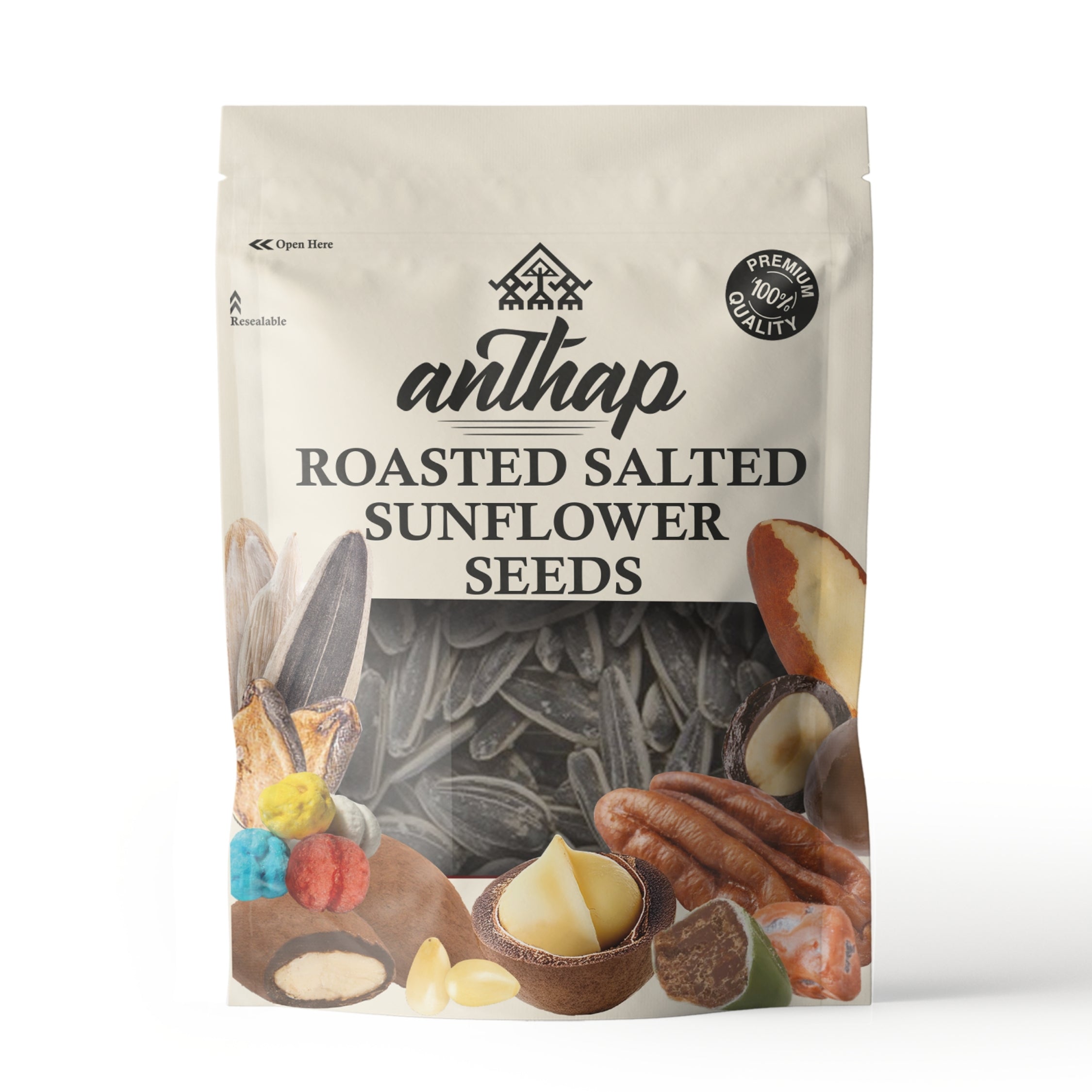 Anthap Roasted Salted Turkish Black Sunflower Seeds