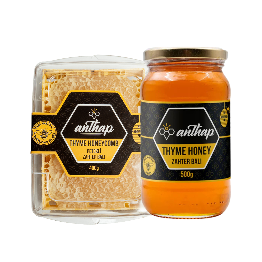 Anthap Natural Thyme Honey Bundle (Honeycomb and Jar Liquid)