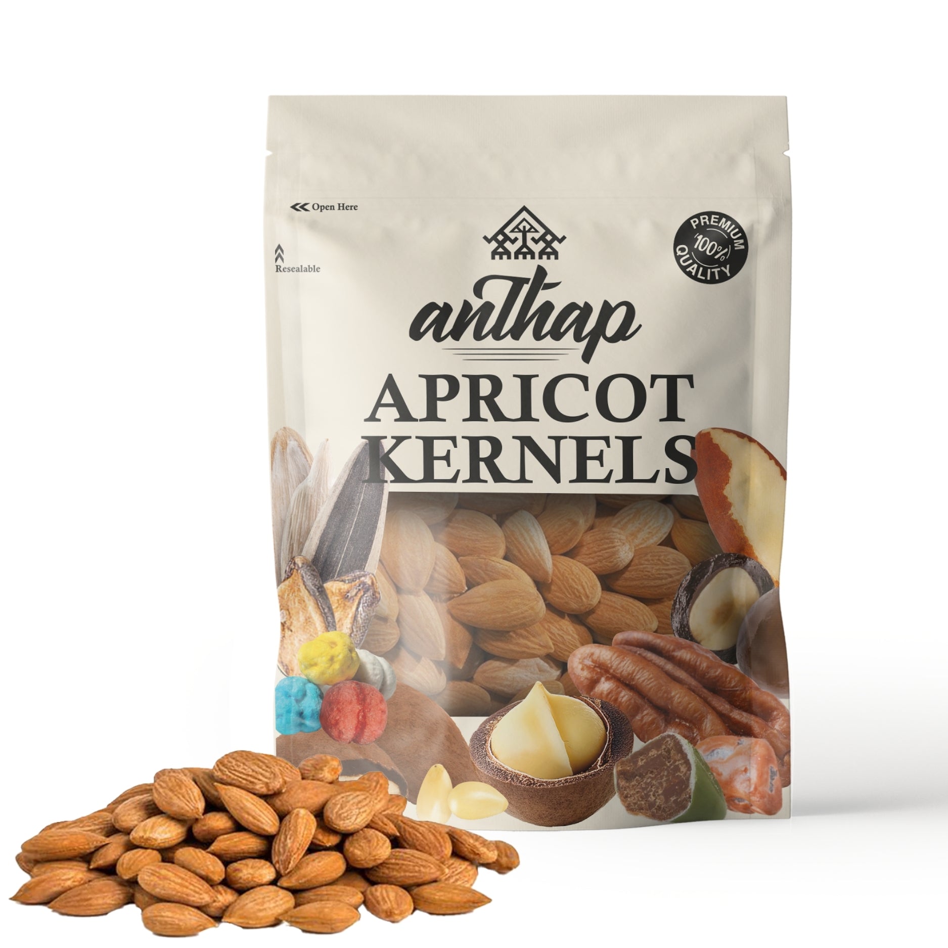 Anthap Natural Raw Apricot Kernels - Dogal Cig Kayisi Cekirdegi