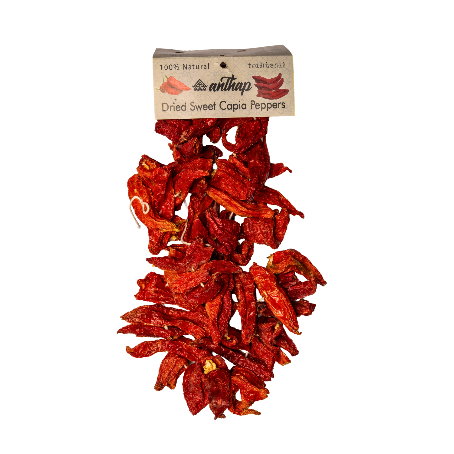 Anthap Natural Dried Sweet Capia Peppers (Dolmalik Kuru Antep Tatli Kapya Biberi)