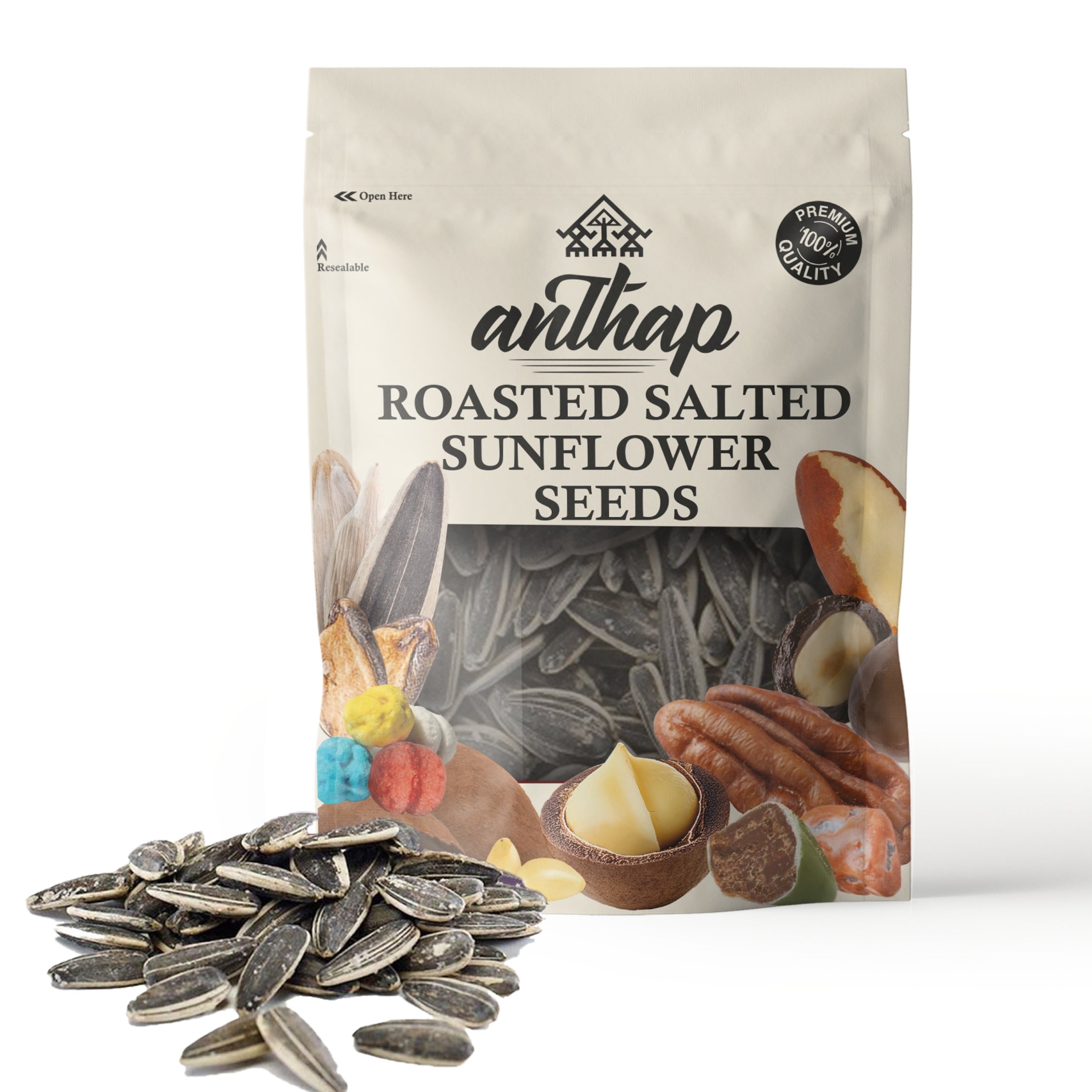 Anthap Roasted Salted Turkish Black Sunflower Seeds