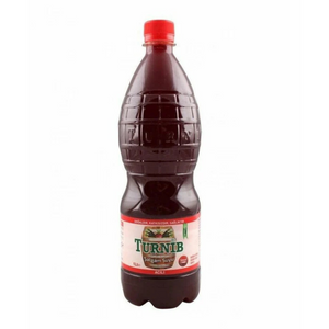 Bottle of Turnip syrup with a red cap on a white background