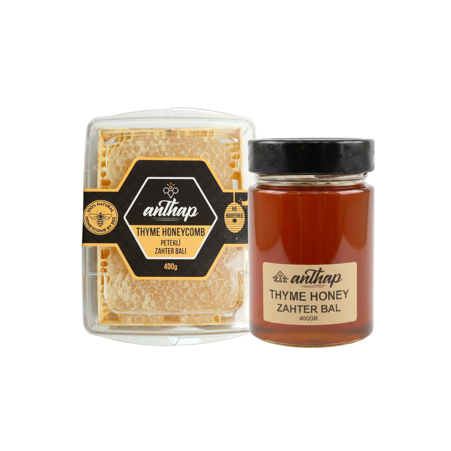 Anthap Natural Thyme Honey Bundle (Honeycomb and Jar Liquid)