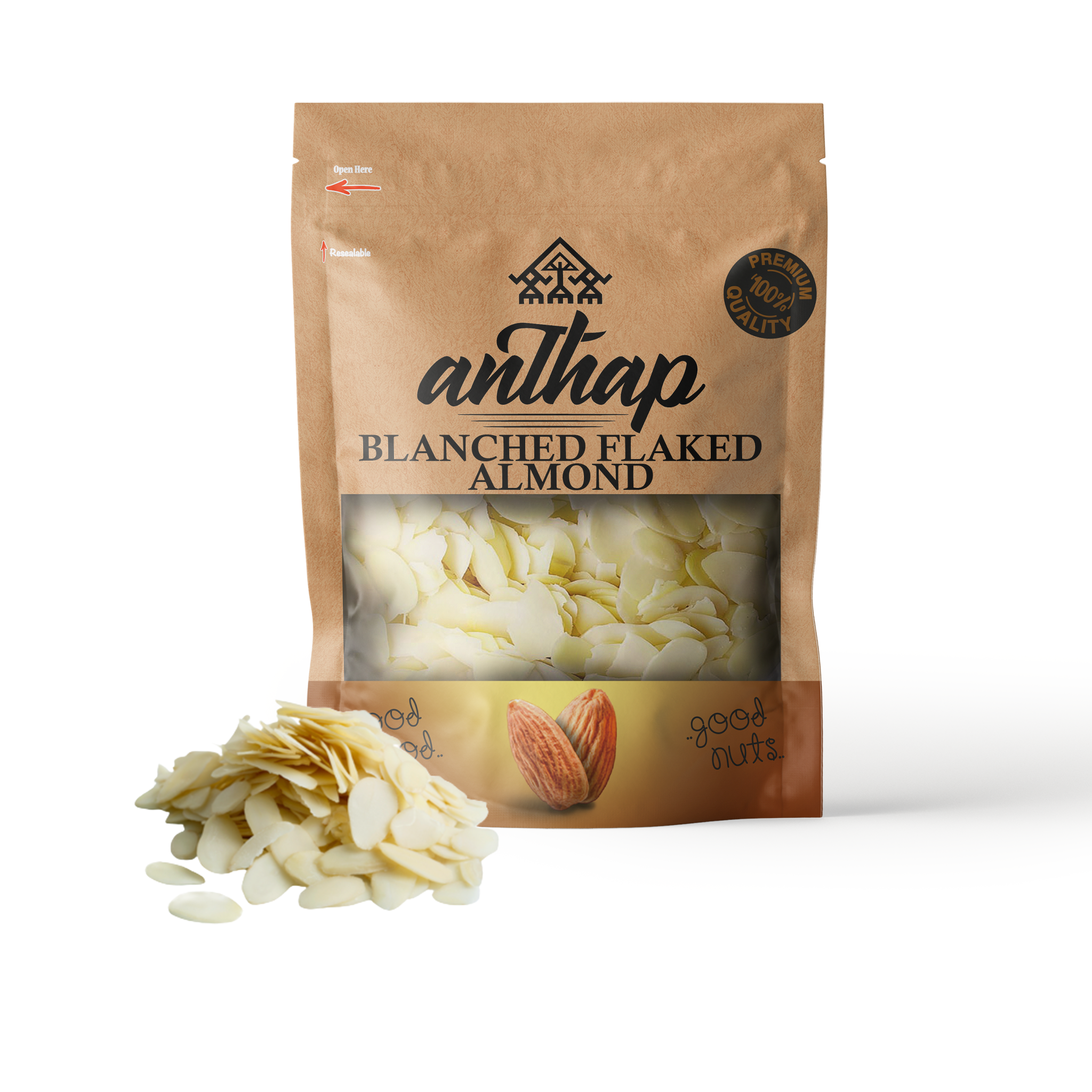 Anthap Blanched Raw Flaked Sliced Almonds