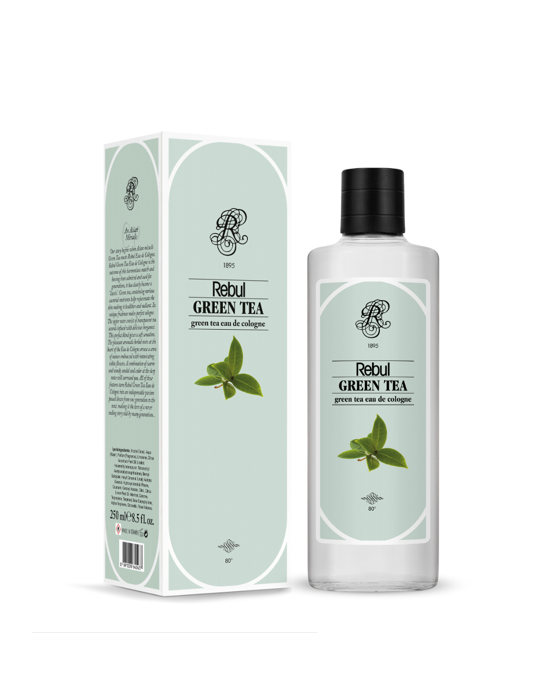 Rebul Green Tea Cologne 250 ml glass bottle
