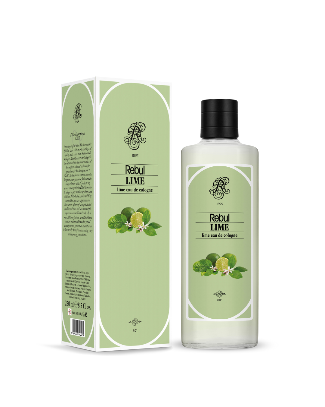 Rebul Lime Cologne 250 ml glass bottle